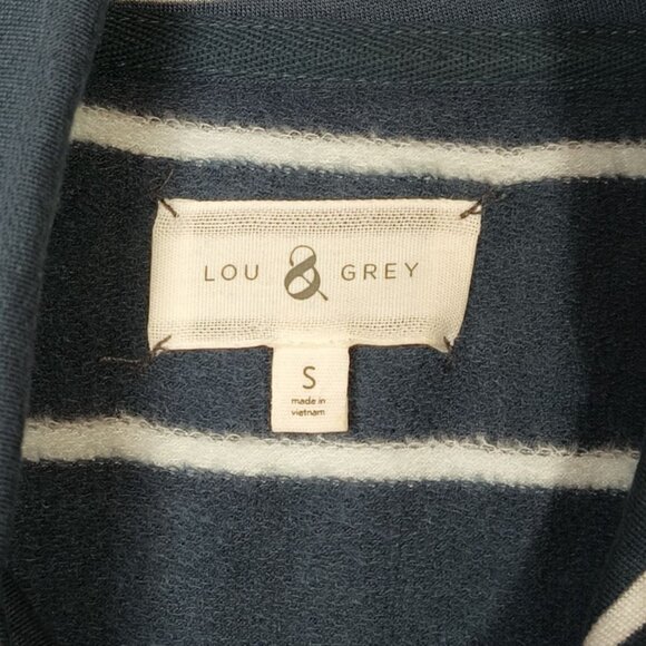 Lou & Grey Striped Long Sleeve Cowl Neck Soft Tunic Sweater Teal Size Small - Picture 6 of 7